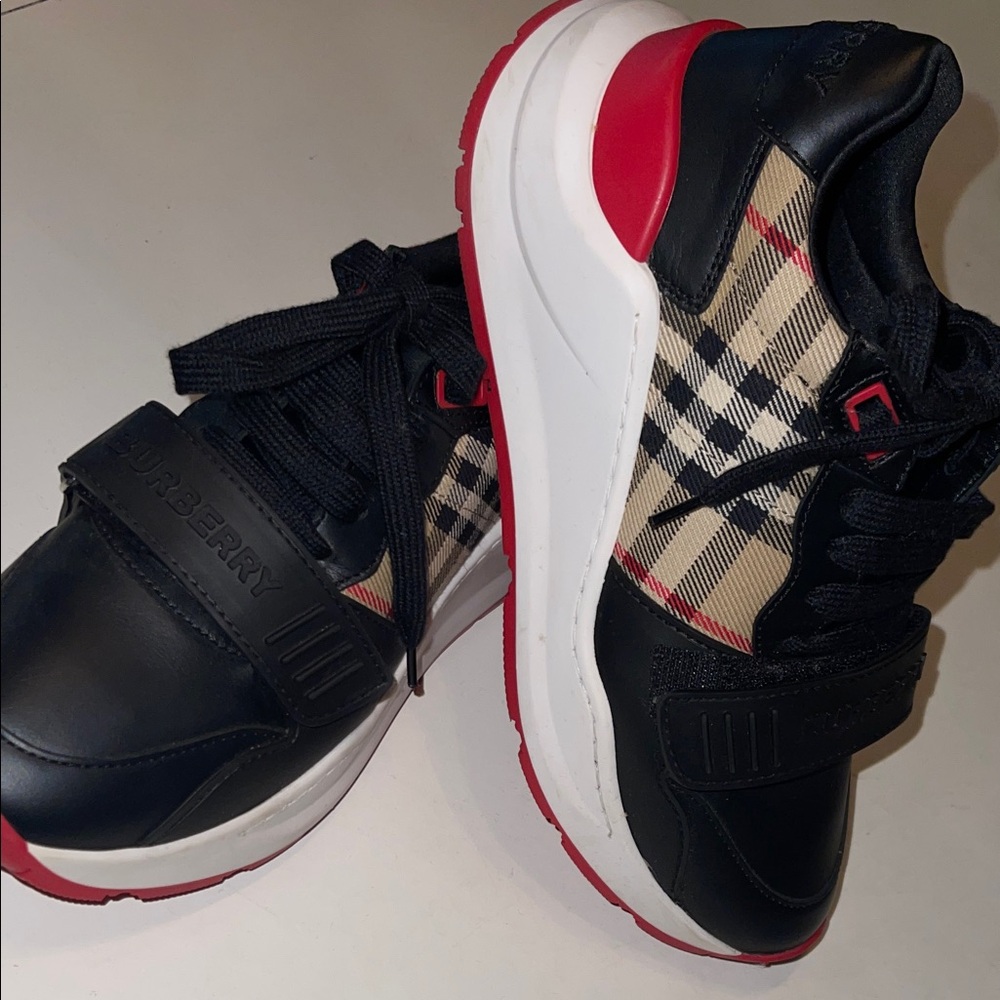 Burberry Leather and Vintage Cotton Sneakers